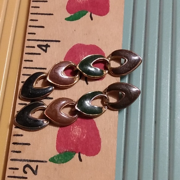 Vtg 90s painted enamel earrings - Picture 3 of 3